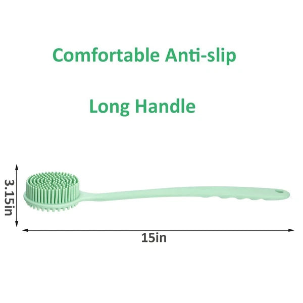 Silicone Back Scrubber Long Handle Soft Bristles Bath Brush With Massage Beads B