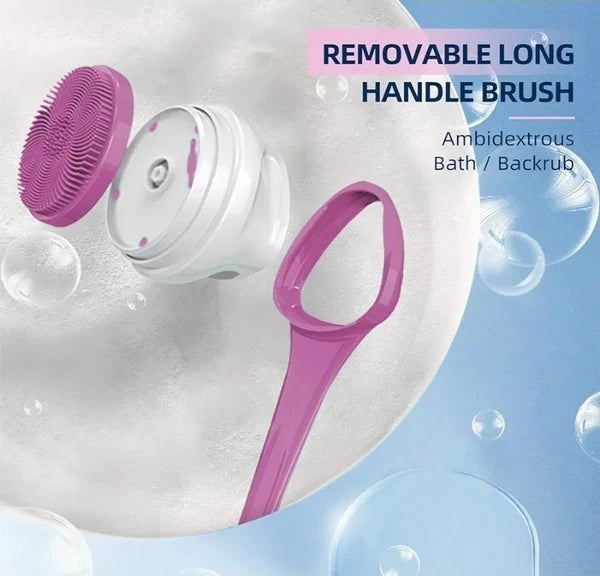 Shower Back Scrubber with Five Body Brush Head, Rechargeable ; Detachable Long