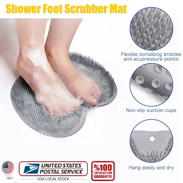 Silicone Wall Mounted Back Scrubber Bath Massage Cushion Brush with Suction Cups