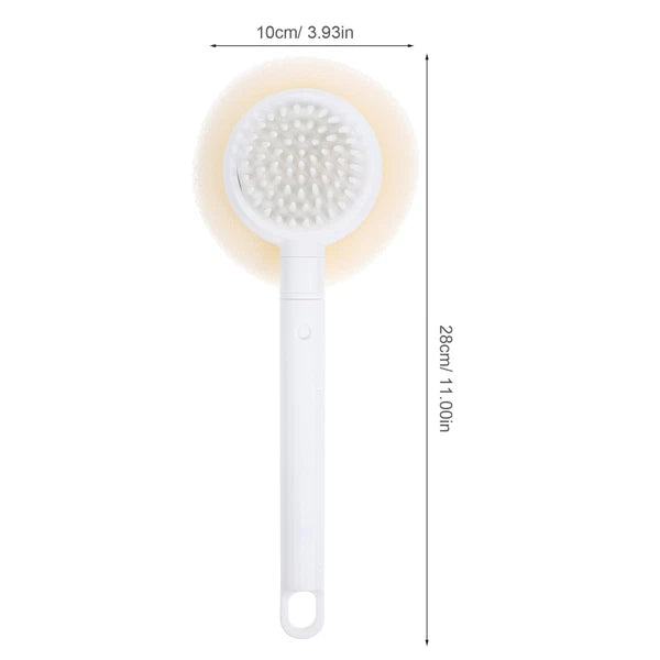 Plastic Exfoliating Bath Brush Beige Scrubber with Long Handle 28 cm