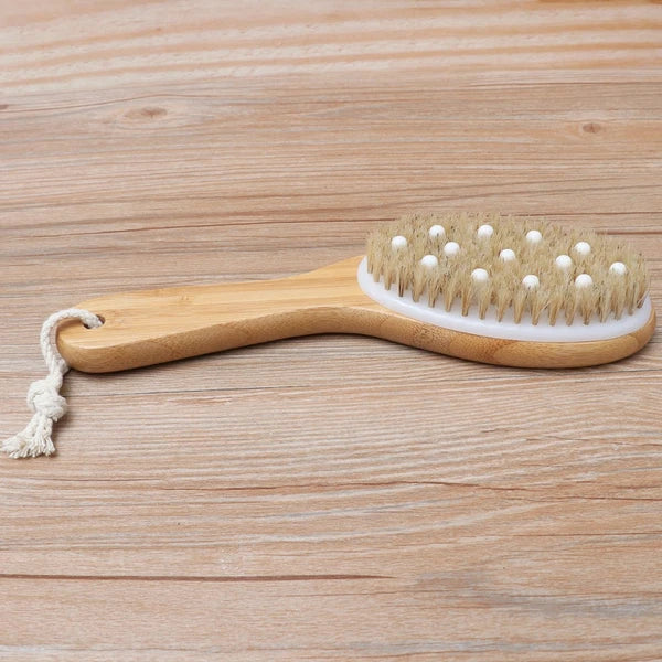 Soft Bead Massage Brush Shower Bath Wash Exfoliating Tool with Handle