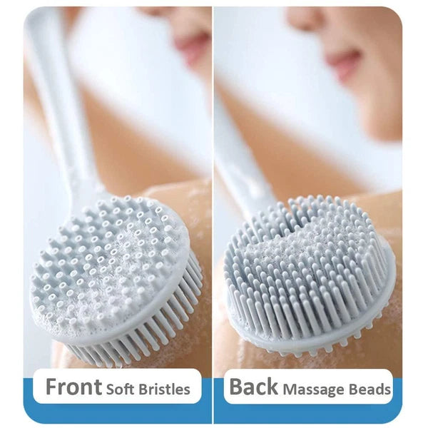 Silicone Back Scrubber Long Handle Soft Bristles Bath Brush With Massage Beads B