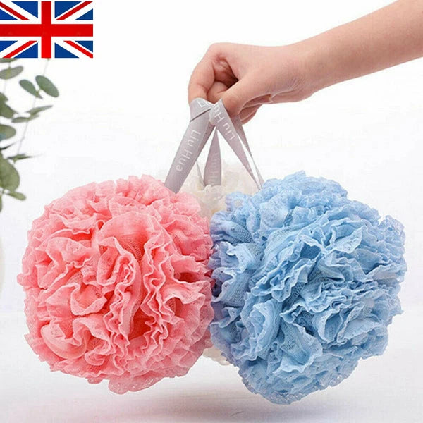NEW Exfoliating Body Scrubber Sponge Flower Brush Puff Bath Loofah Mesh Shower