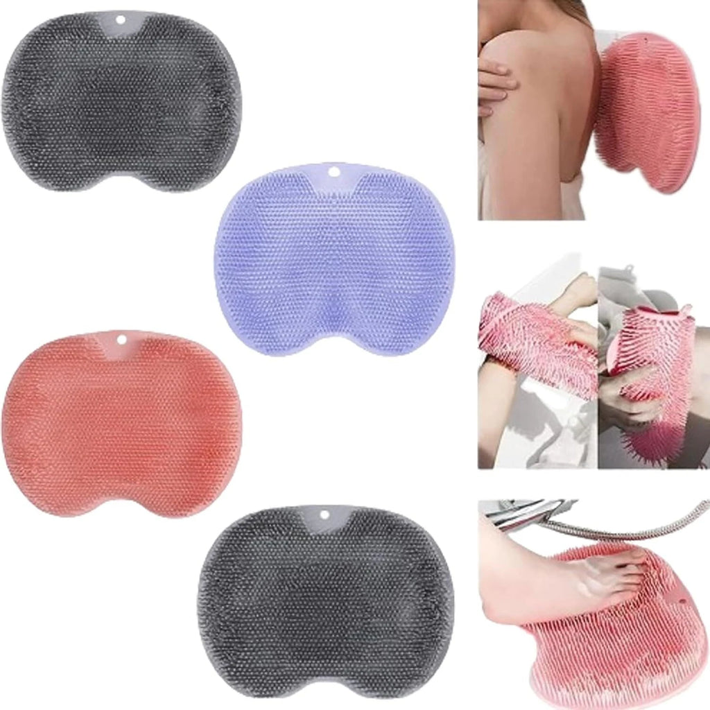 Silicone Wall Mounted Back Scrubber Bath Massage Cushion Brush with Suction Cups