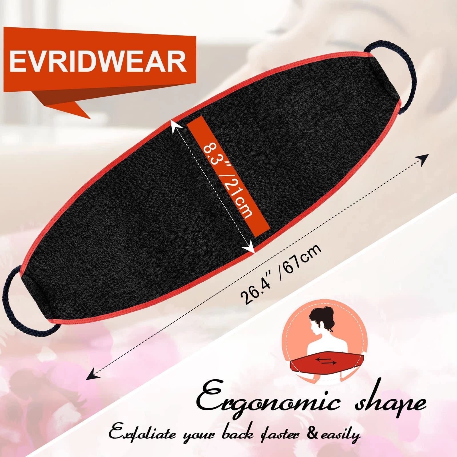 Exfoliating Body Scrubber with Handles Back Washer Back Scrubber for Shower B...