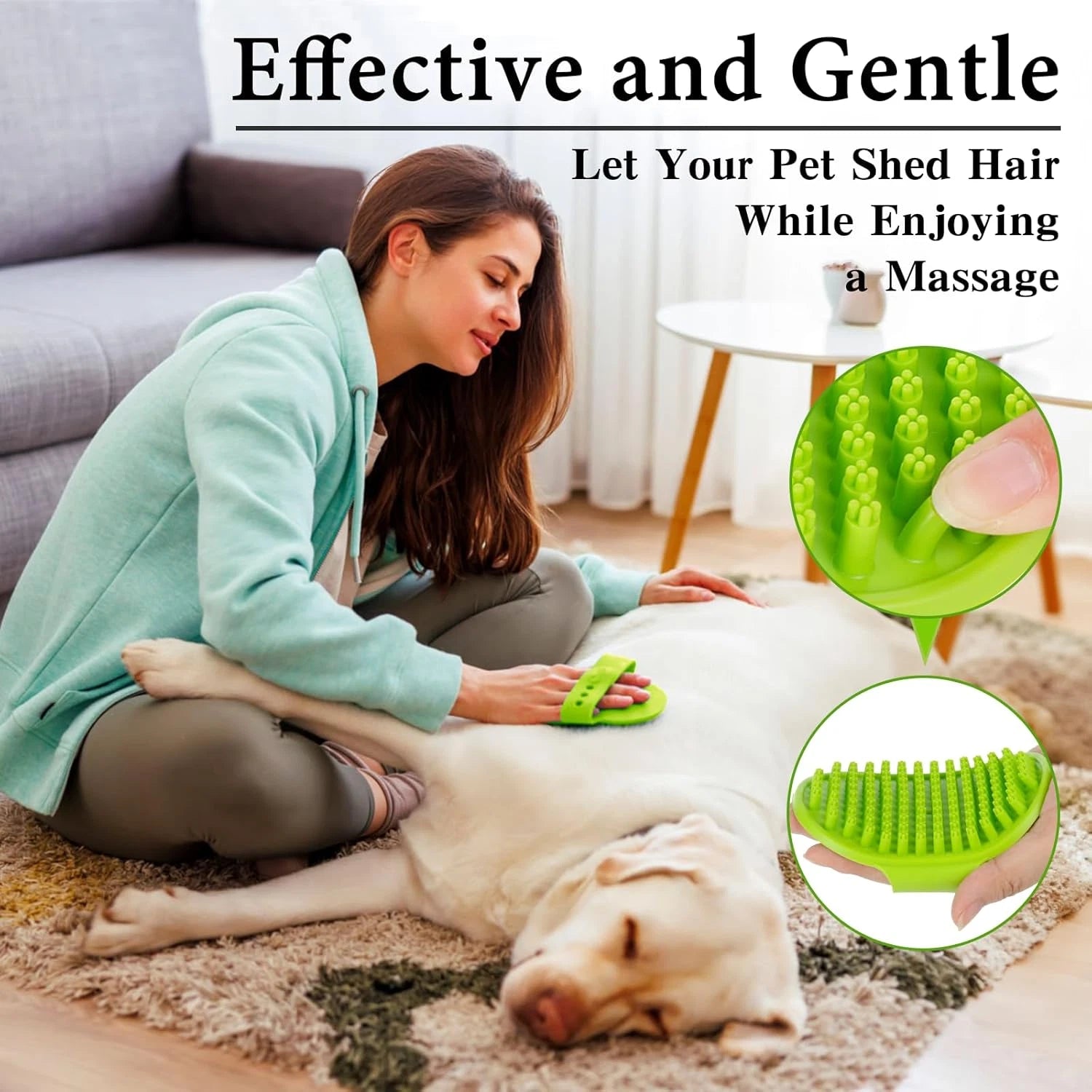 2PCS Dog Bath Brush Set | Adjustable Handle Dog Scrubber for Shampooing