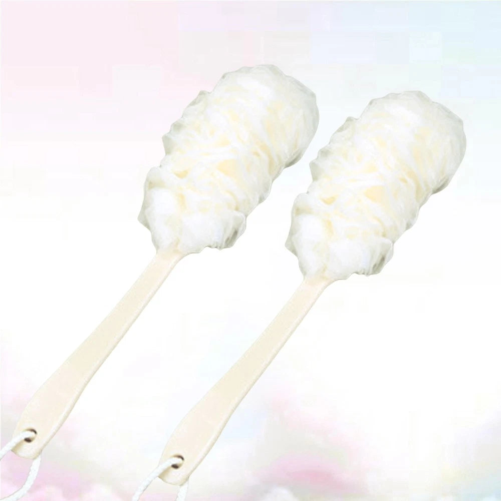 2 Pcs Rub The Back Bath Flowers Body Brush Scrubber with Long Handle