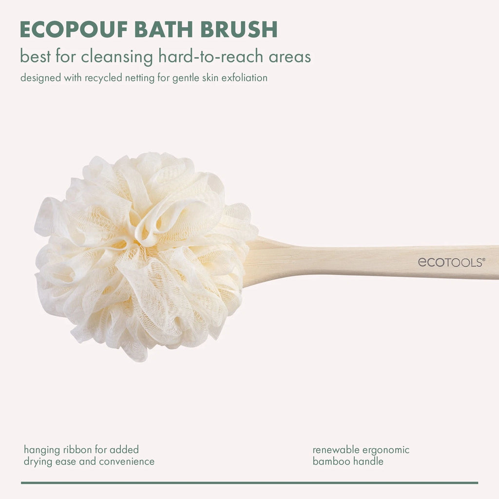 (4 pack) EcoTools EcoPouf Bath Brush, Loofah & Handle, Recycled Mesh Netting