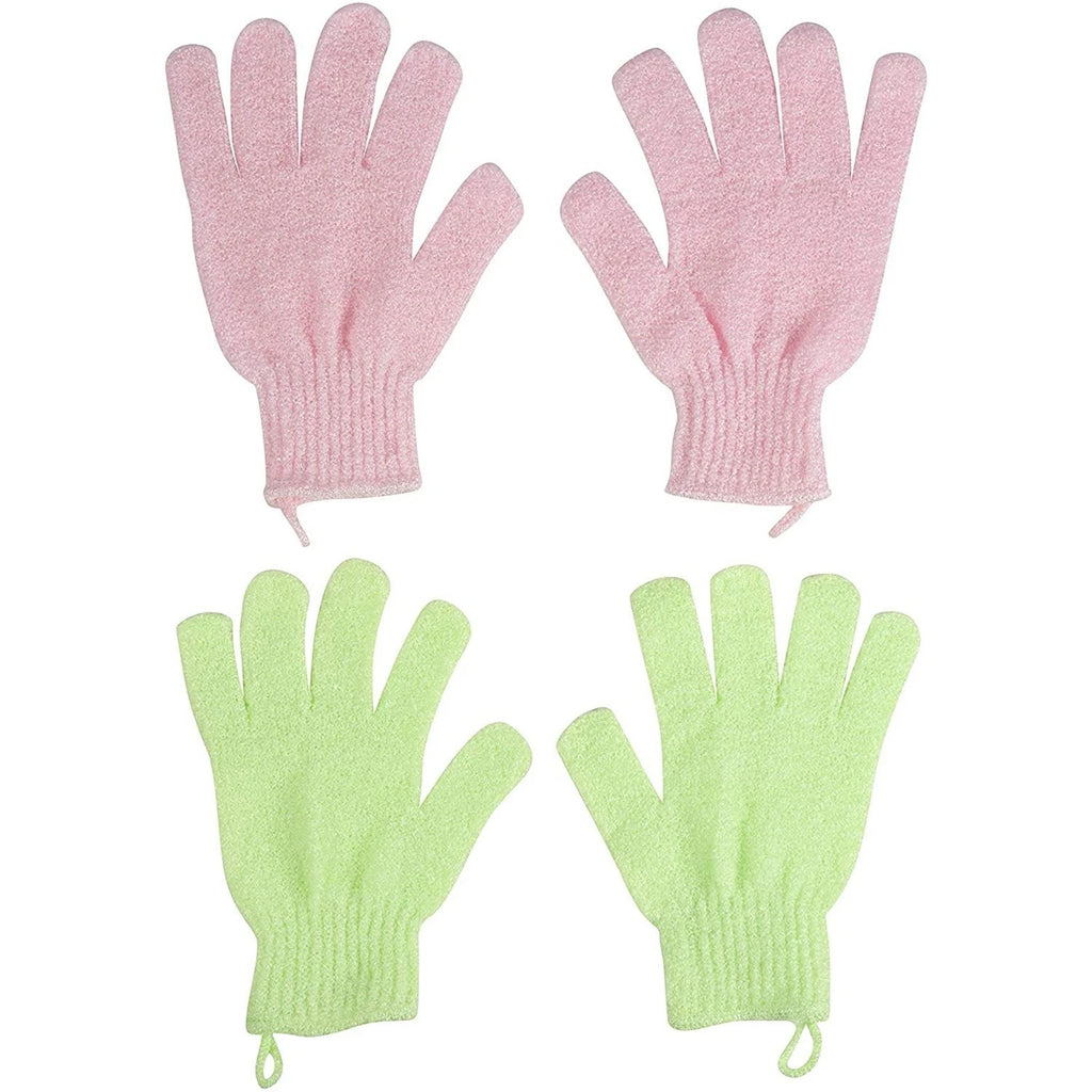 6 Pair Exfoliating Shower Gloves with Hanging Loop for Bath Body Scrub, Spa