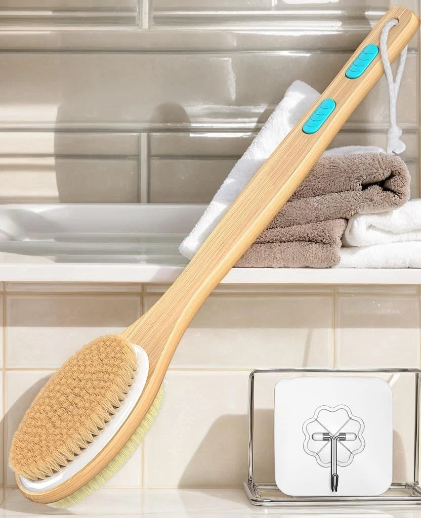 ManLinKei Back Scrubber for Shower Long Handle Dual-Sided Shower Brush with S...