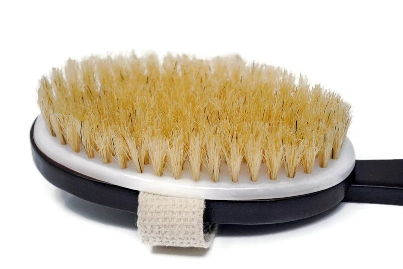 Wooden Bath Shower Brush With Removable Handle, Long Handle Back Scrubber