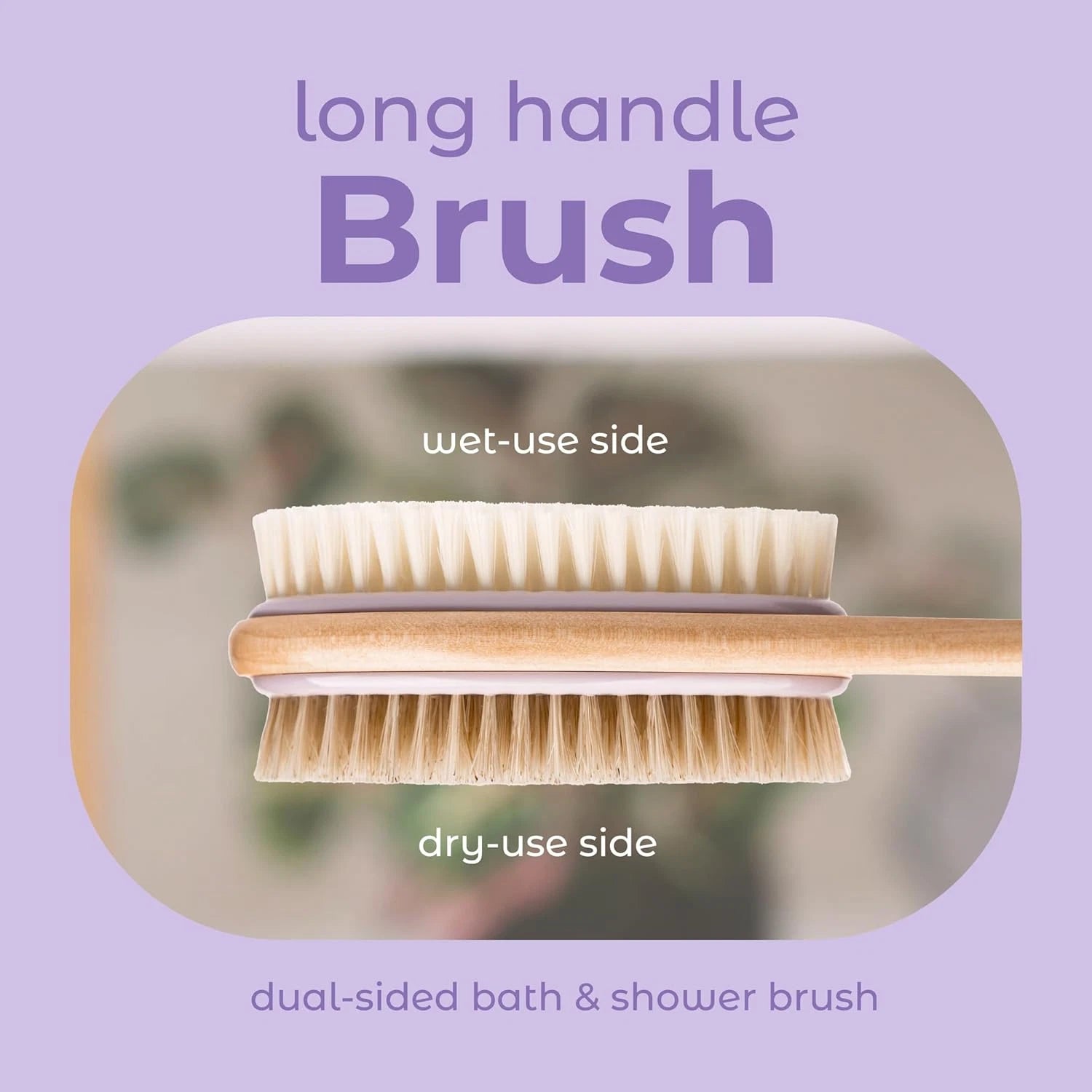 Mainbasics Back Scrubber for Shower – Long Handle Dual-Sided Brush for Body Wash