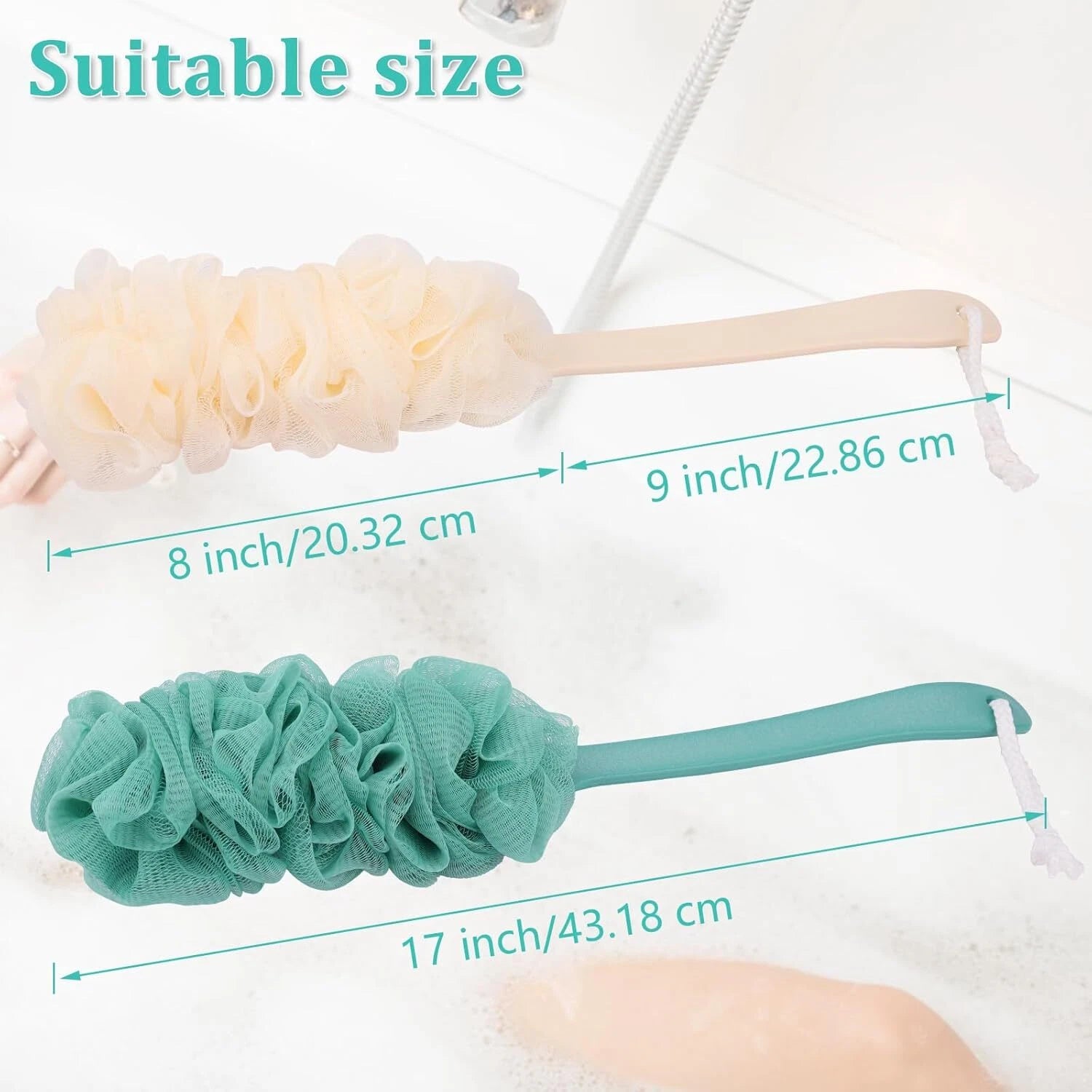 New Bath Loofah Sponge Brush Shower Long Handle Back Scrubber Bathing Accessorie