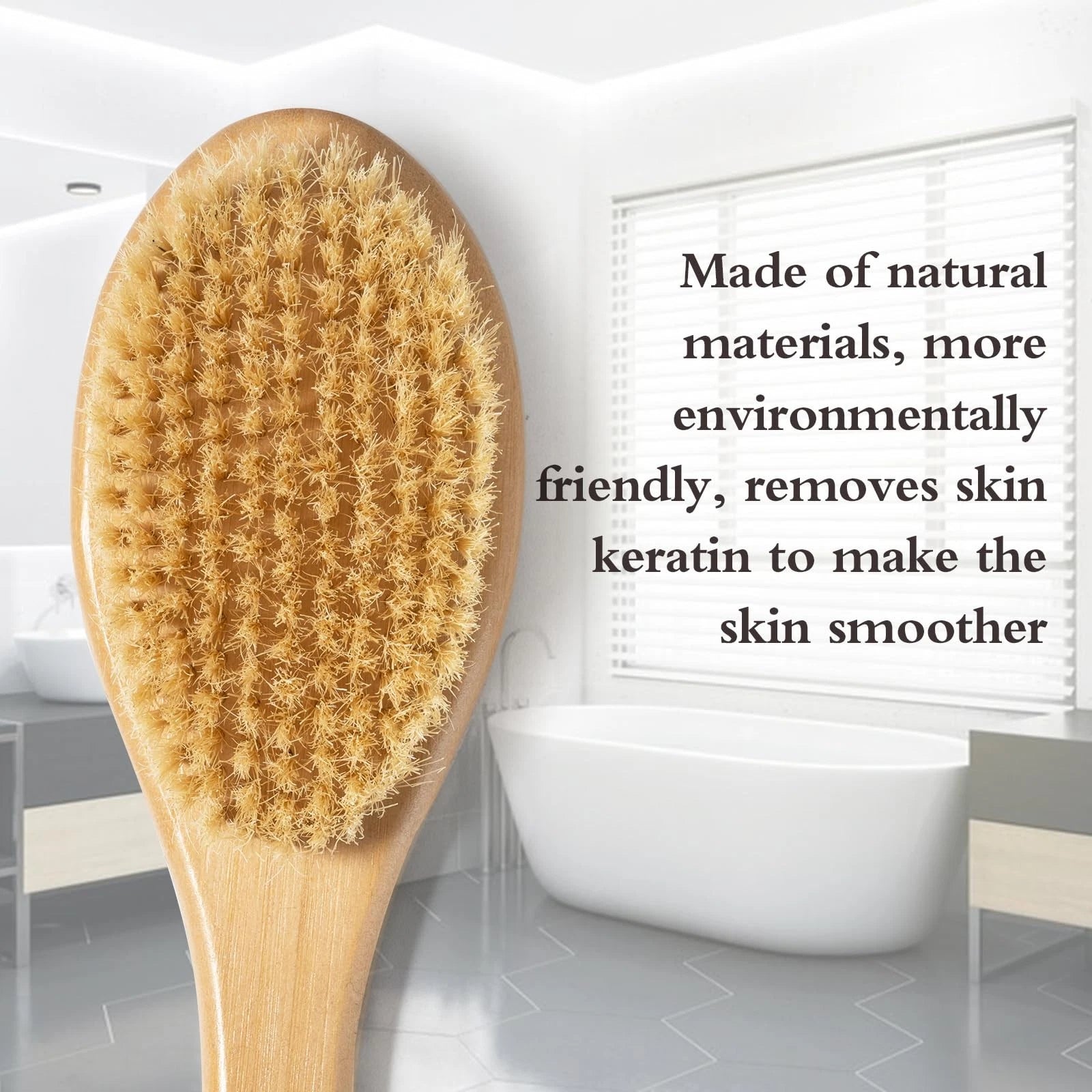 Bamboo Long Handle Back Scrubber BrushDry Body Scrubber for Dry Skin Blood Ci...