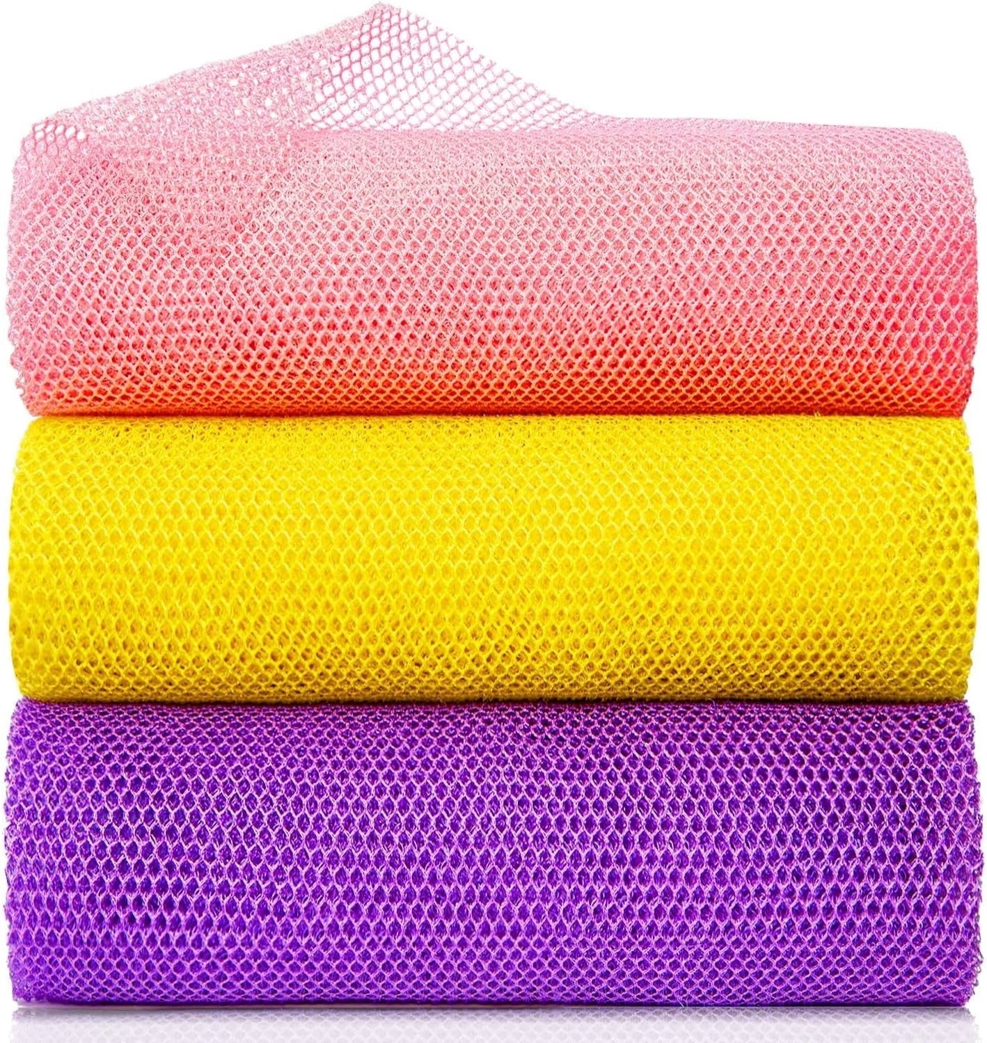 3 Pieces African Net Bath Sponge African Exfoliating African Scrubbing Long Net