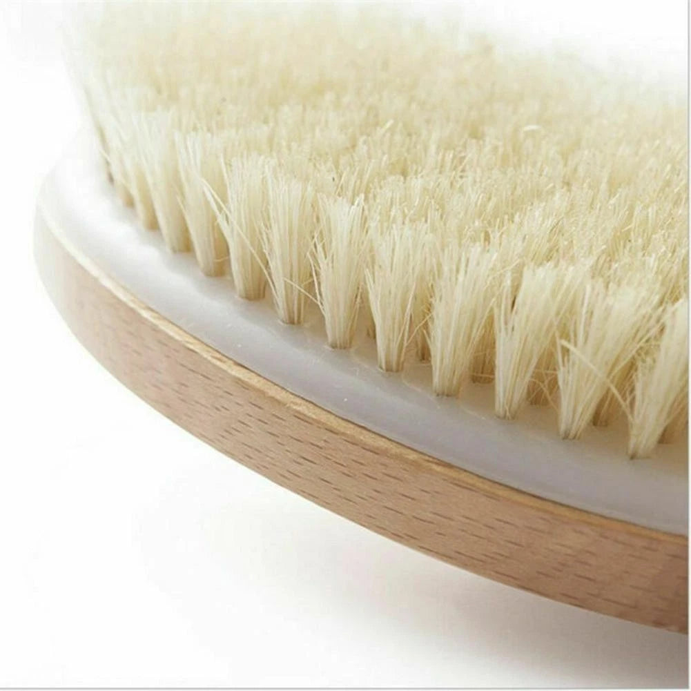 Durable Natural Long-Handled Bath Shower Body Back Dry Skin Spa Scrubber Brush C