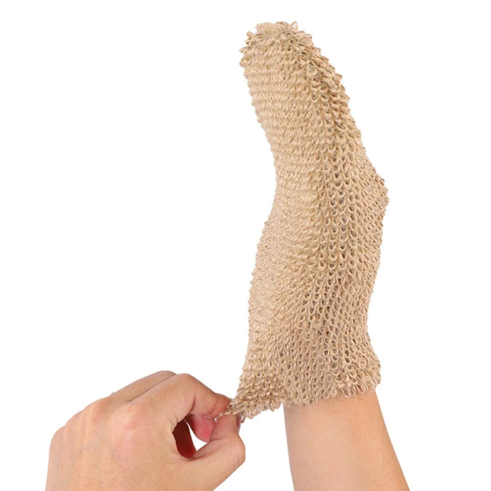 2Pcs Bath Glove Exfoliating Scrubber Mitts Ramie Jute Spa Gloves