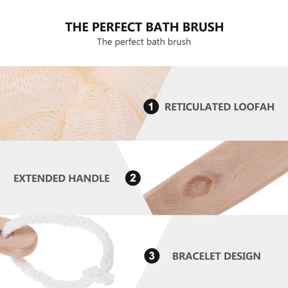 Long Handle Back Brush Exfoliating Sponge Scrubber for Bathing and Showering