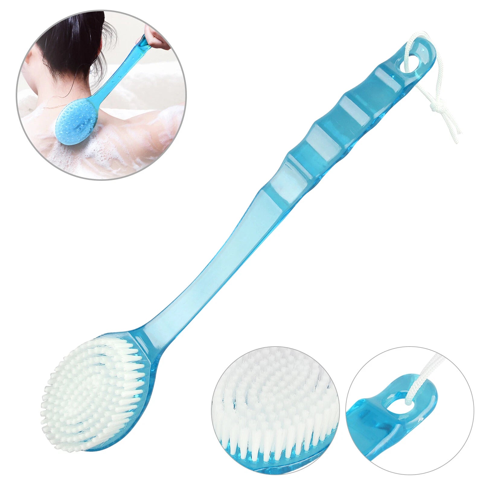 Body Back Bath Brush - for Shower with Long Handle, Back Washer Scrubber NEW