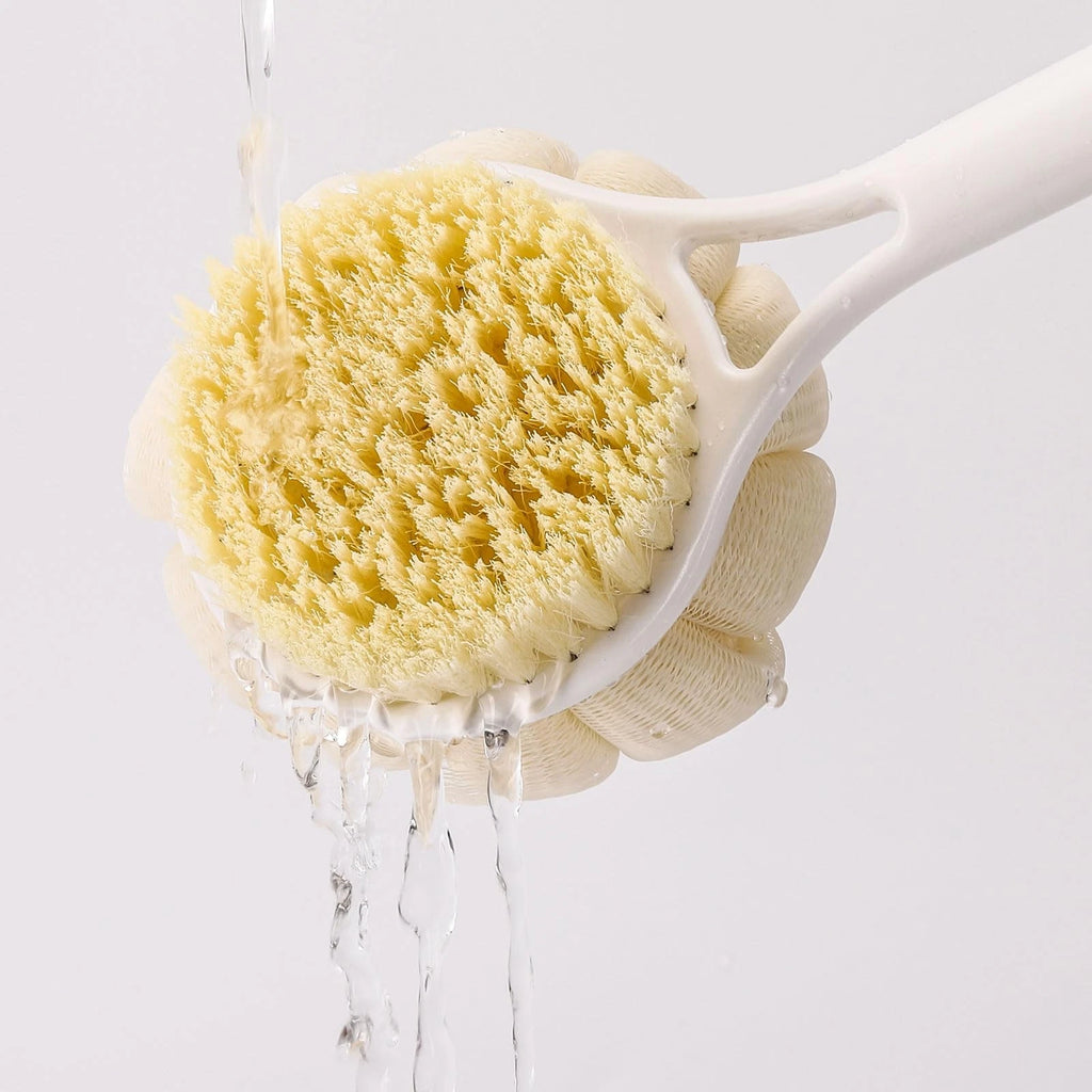 Bath Sponge Back Brush Long Handle For Shower 17 Inch Double Sided Exfoliating B