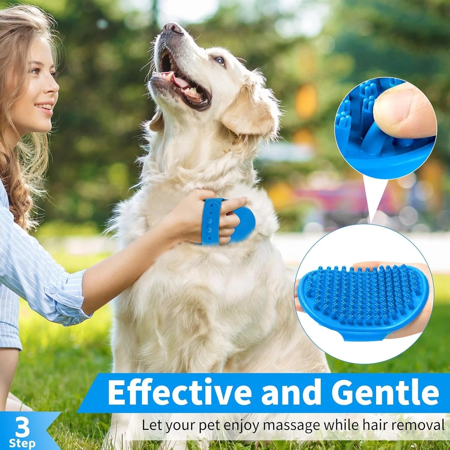 6PCS Dog Bath Brush & Dog Toothbrush | Adjustable Handle Shampoo Brush