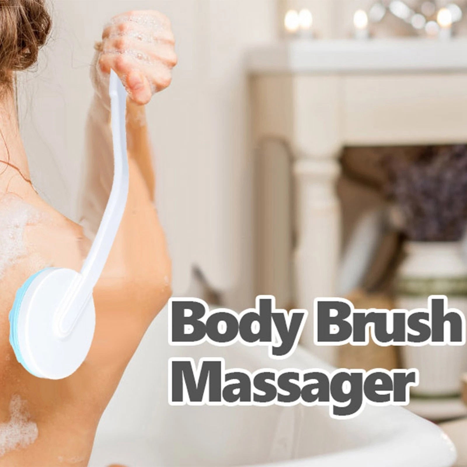 Long Handled Lotion Oil Cream Applicator Body Leg Bath Brush Massager Massaging