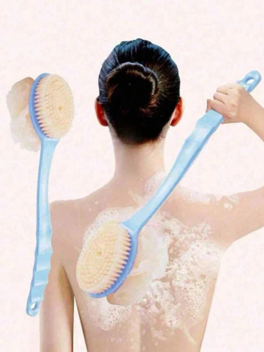 2 in 1 Handle Shower Bath Body Brush With Soft Bristles Back Massage Scrubber UK