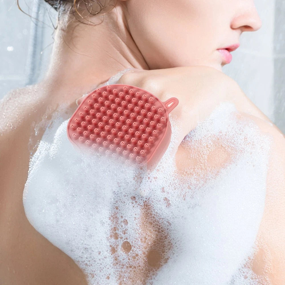 2 Pcs Shampoo Bath Brush Child Travel Body Scrub Shower Silicone