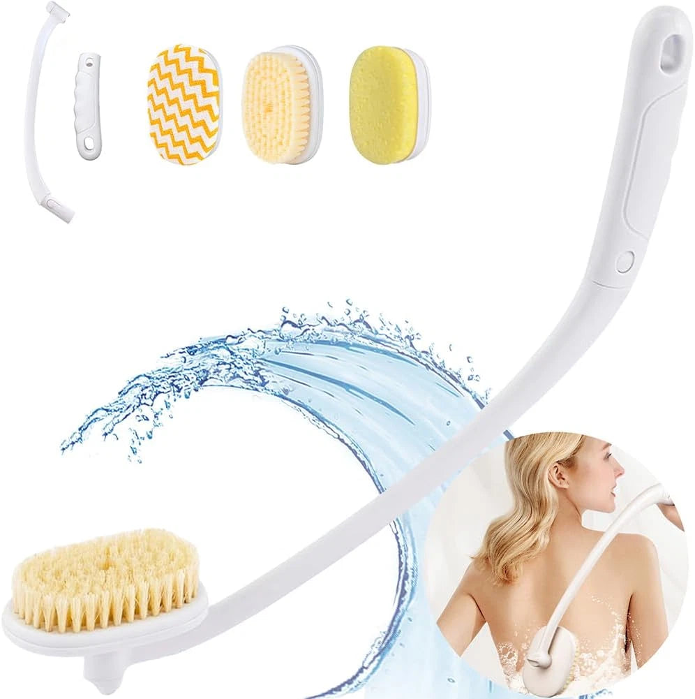 Celestite 20” Long Handle Shower Brush for Body, Back Scrubber for Shower with 3