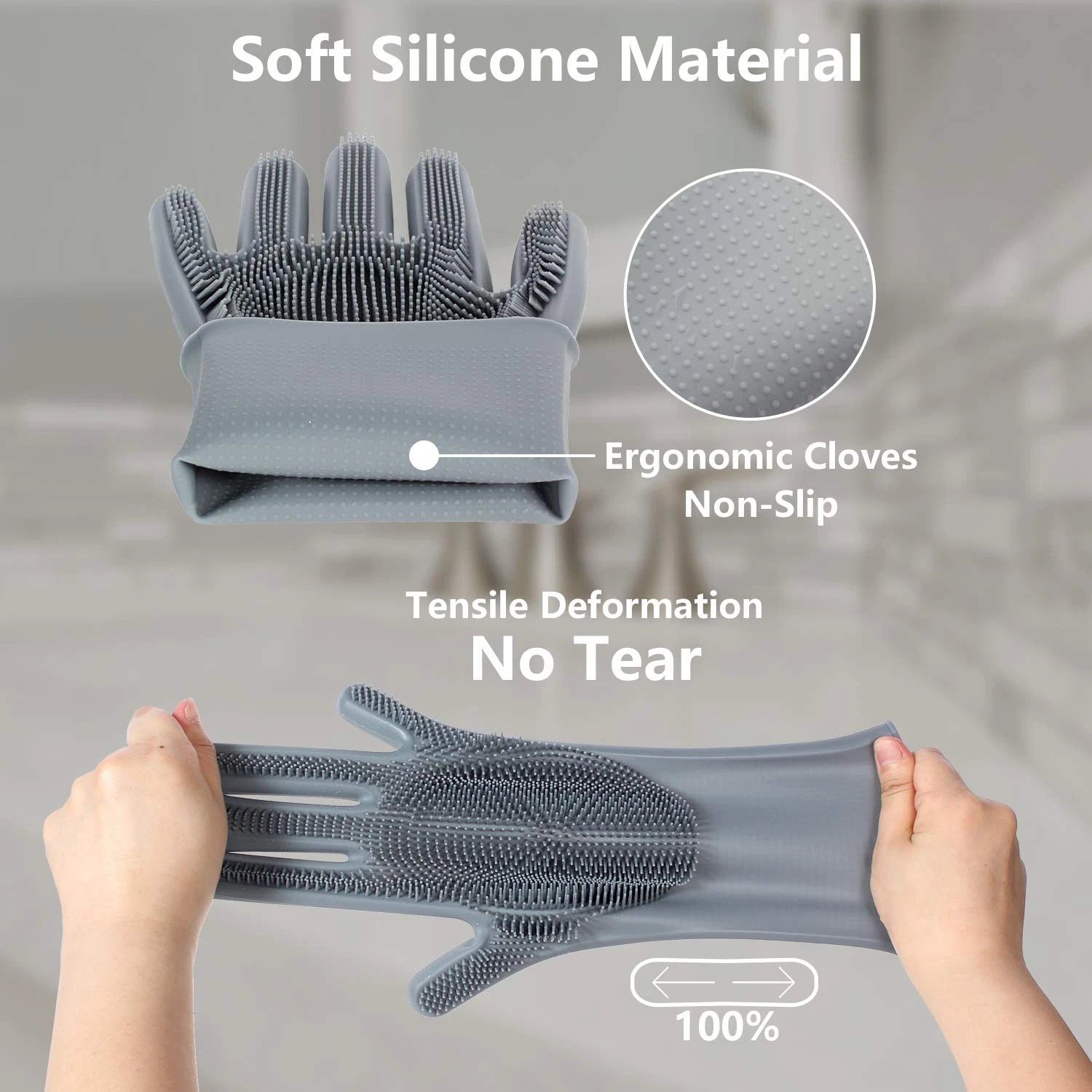 Pet Grooming Gloves - Gentle Dog Bathing Shampoo Brush - Massage Mitt with Enhan