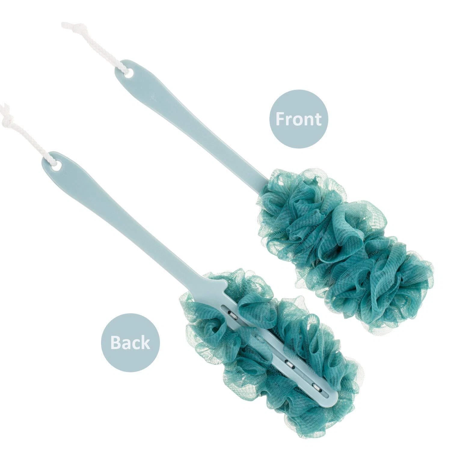 Back Scrubber for Shower Loofah Long Handle Bath Body Brush Soft Nylon Mesh S...