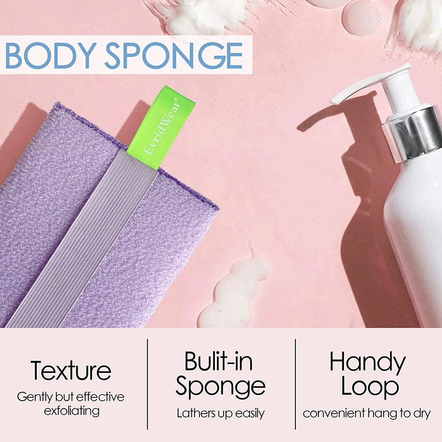 EvridWear Exfoliating Bath Sponge, Daily Skincare Body Scrubbers 3 Value Pack