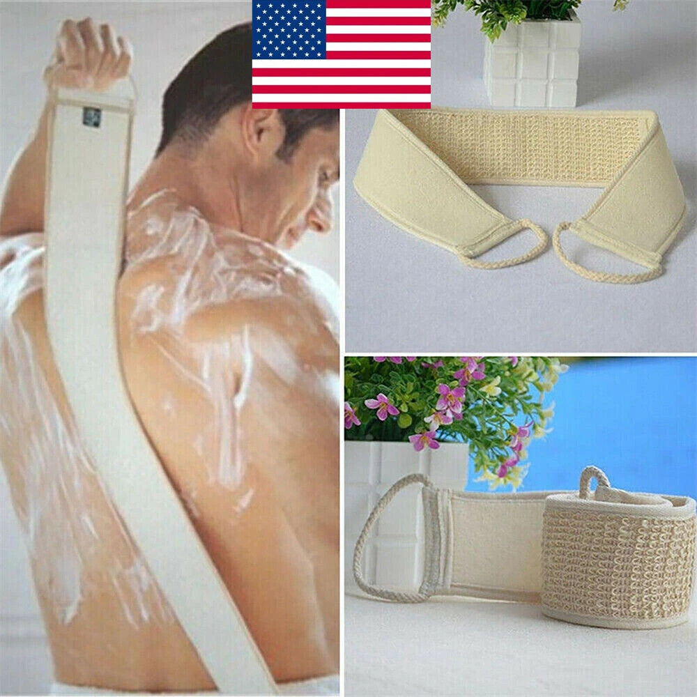 Body Back Bath Strap Scrubber Exfoliating Loofah Shower Sponge Brush Spa Loofa