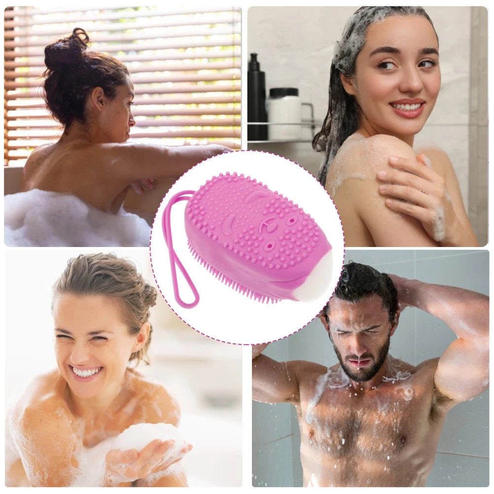Automatically Soak Bath Scrub Silicone Bath Brush Without Soap Purple