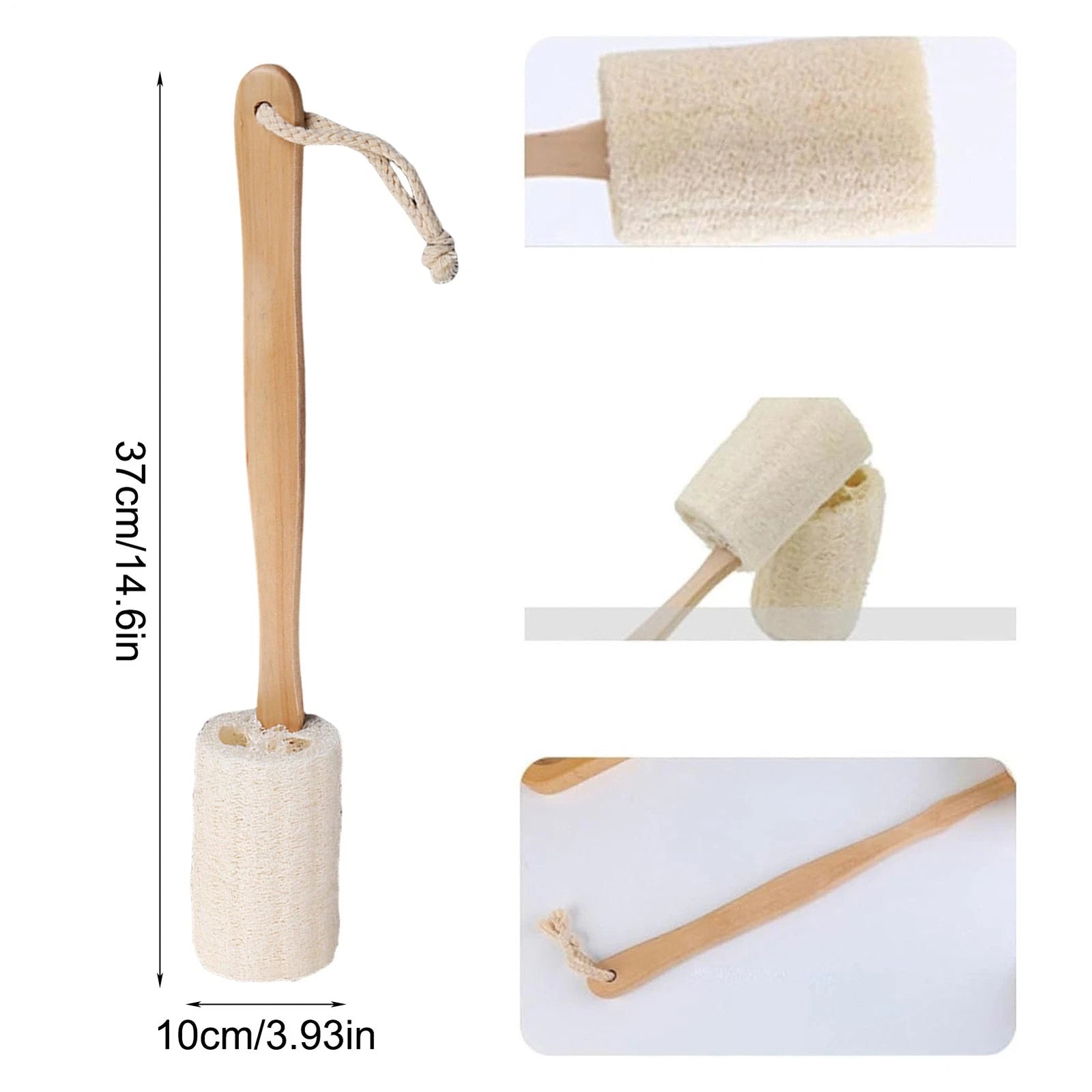 Exfoliating Loofah Brush Back Scrubber Bath Shower Body Massager Wooden Handle