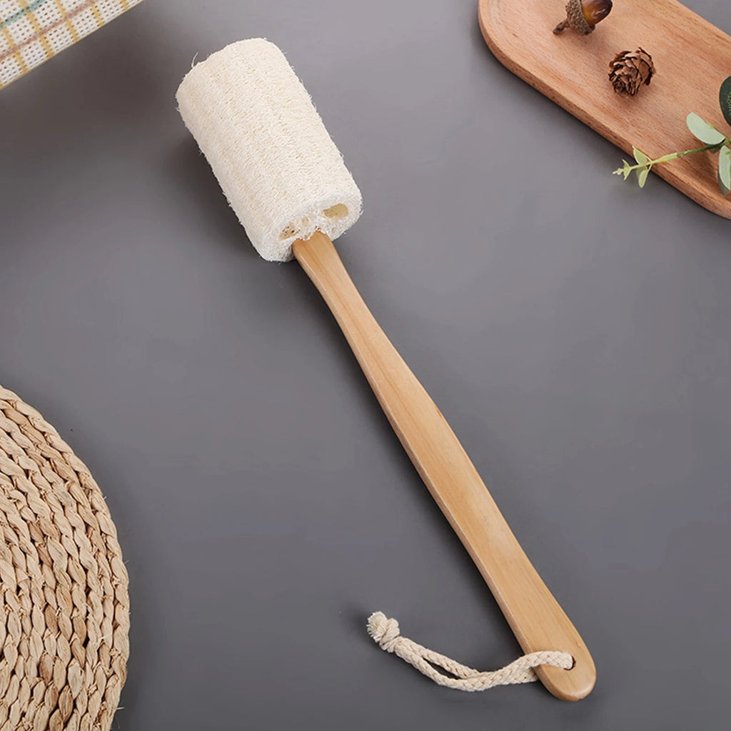 Exfoliating Loofah Brush Back Scrubber Bath Shower Body Massager Wooden Handle