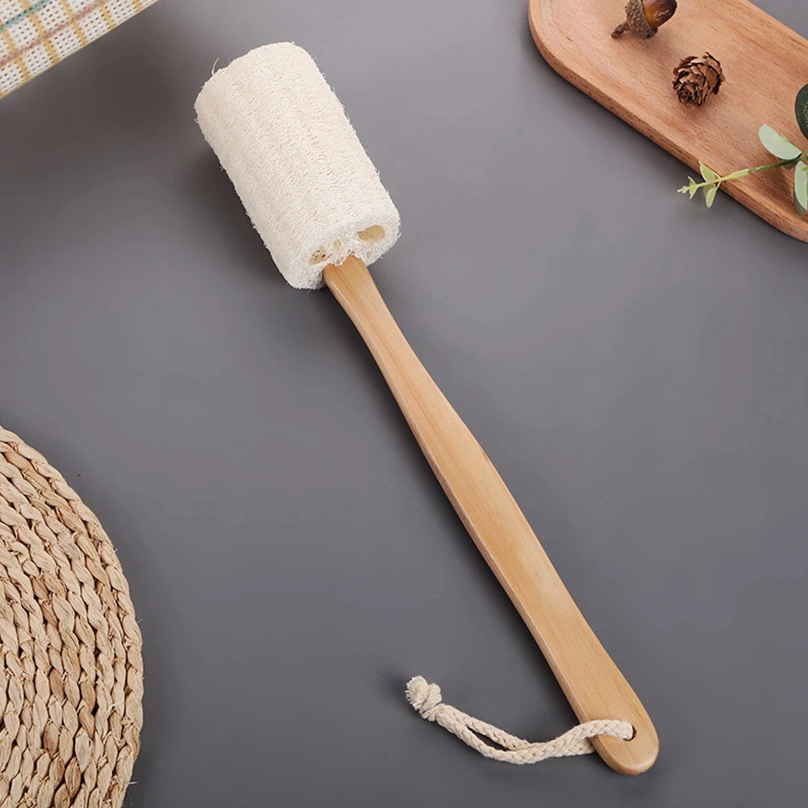 Exfoliating Loofah Brush Back Scrubber Bath Shower Body Massager Wooden Handle