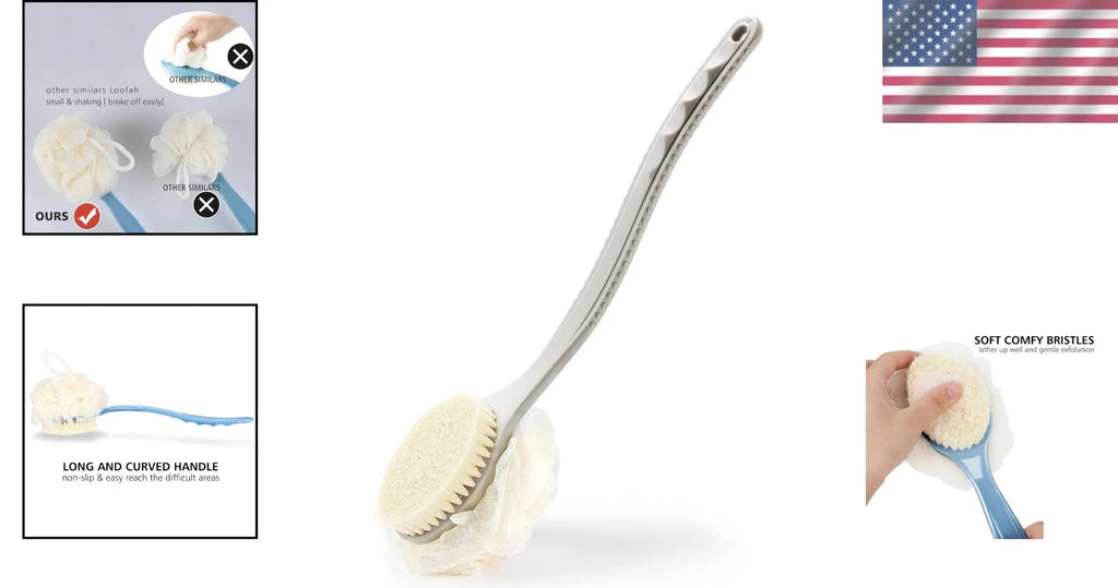 Luxurious Shower Body Brush: Dual Bristles & Loofah for Ultimate Exfoliation