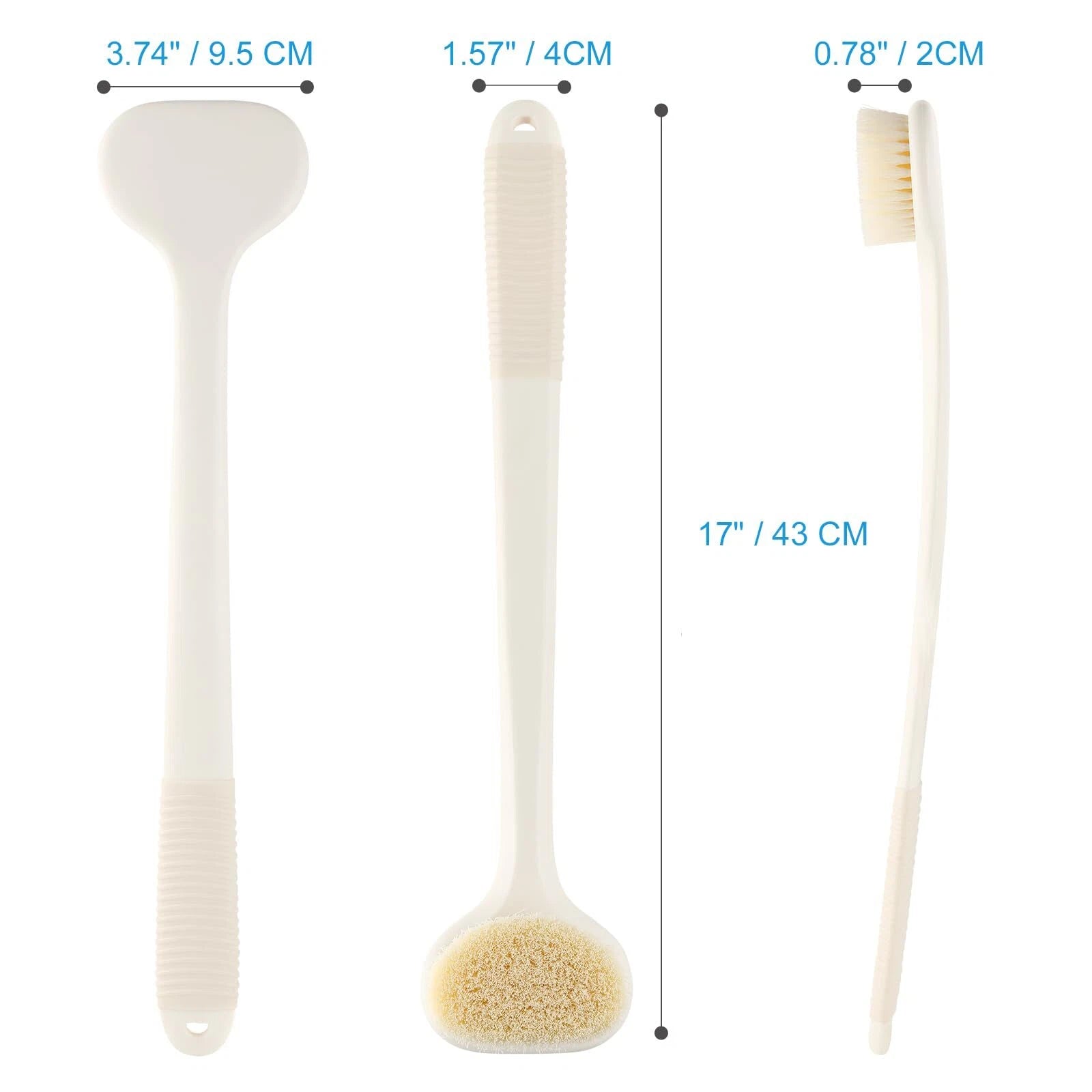Back Scrubber for Shower Bath Brush with 17-Inch Long Anti-Slip Handle Wet an...