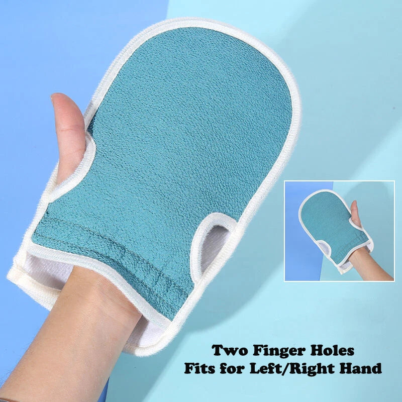 Exfoliating Back Scrubber Shower Bath Body Washer Glove Mitt Sponge Brush Set