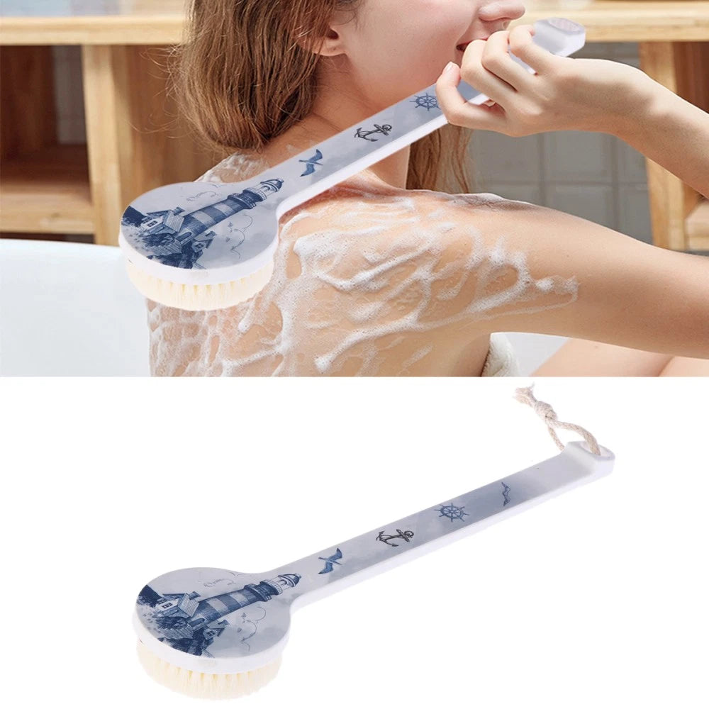Long Handle Bath Scrubber Printed Body Brush Exfoliating Shower Brush
