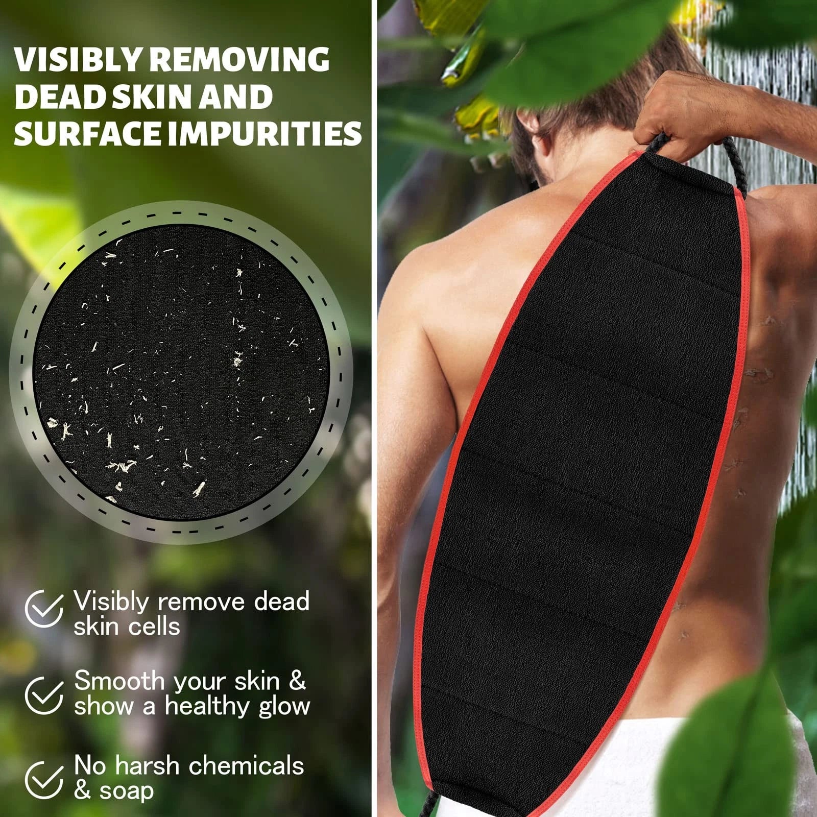 Exfoliating Body Scrubber with Handles Back Washer Back Scrubber for Shower B...