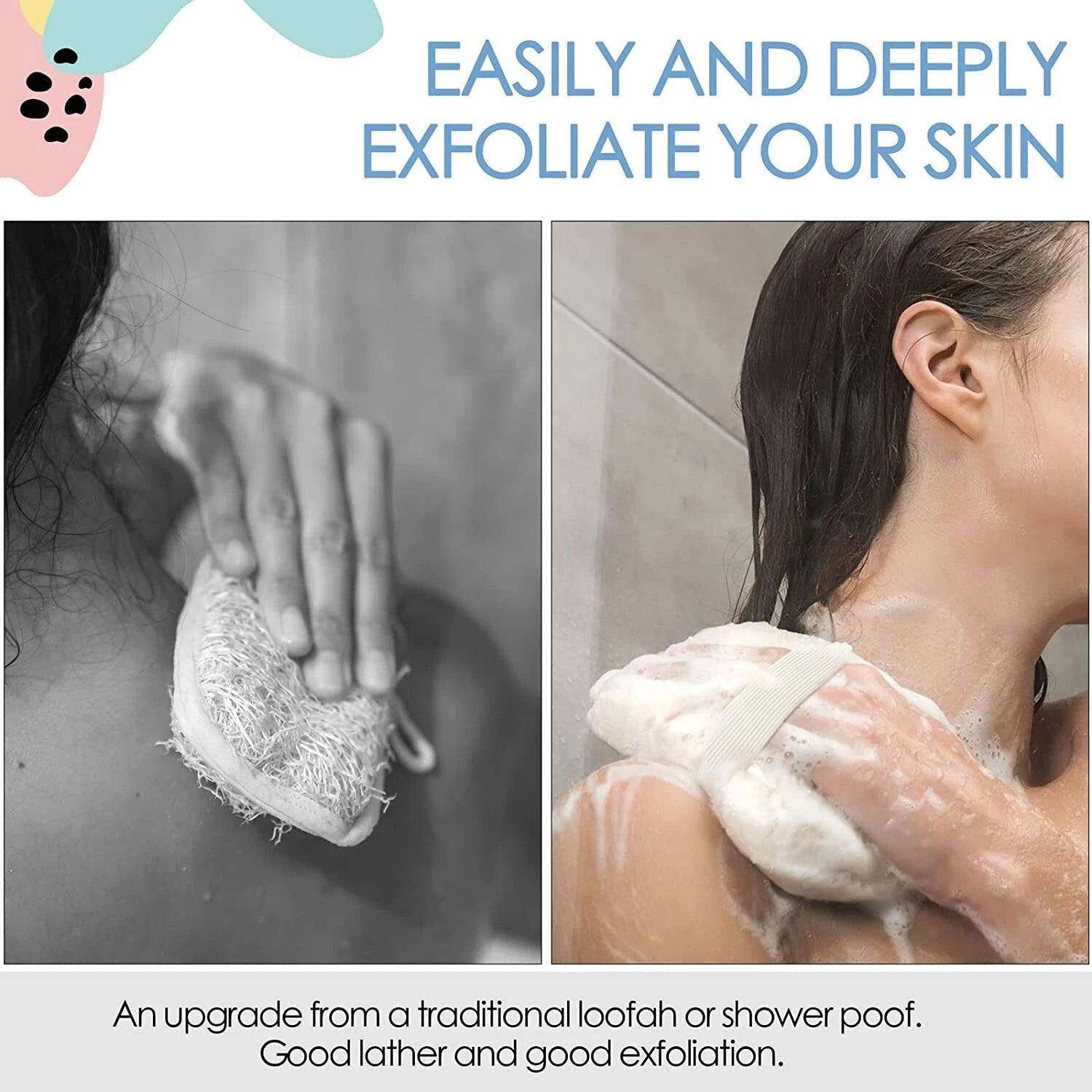 EvridWear Exfoliating Bath Sponge, Daily Skincare Body Scrubbers 3 Value Pack