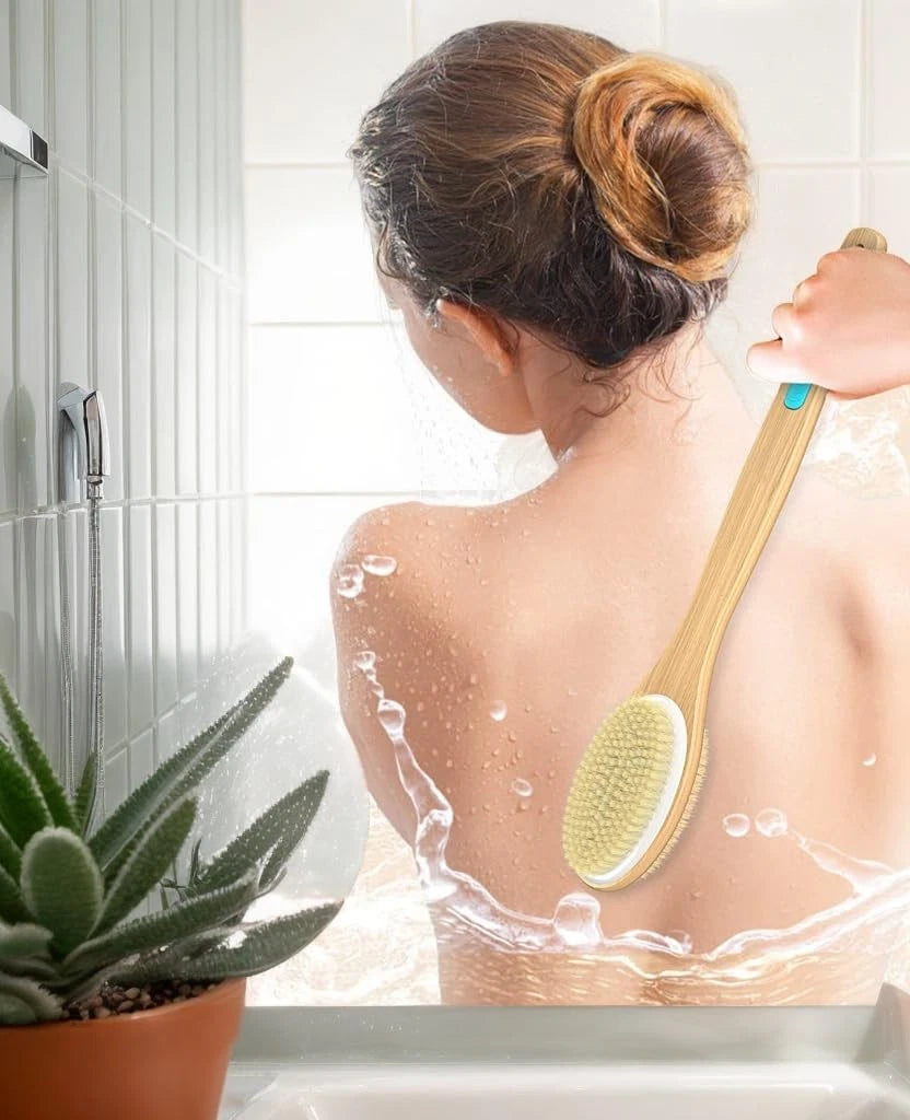 ManLinKei Back Scrubber for Shower Long Handle Dual-Sided Shower Brush with S...