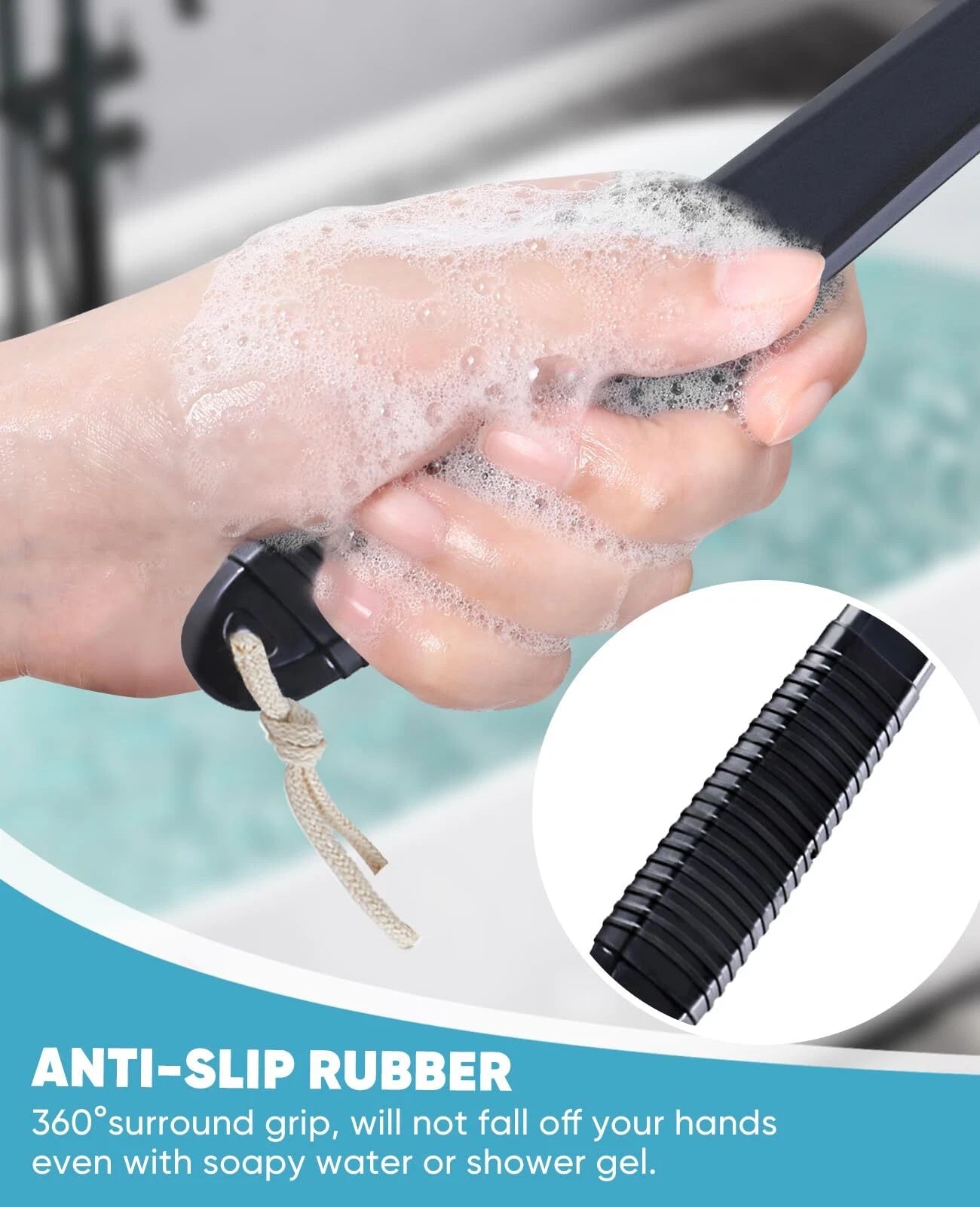 Dry Brushing Body Brush 17" Nonslip Plastic Handle Dry Brushing Body Brush For L