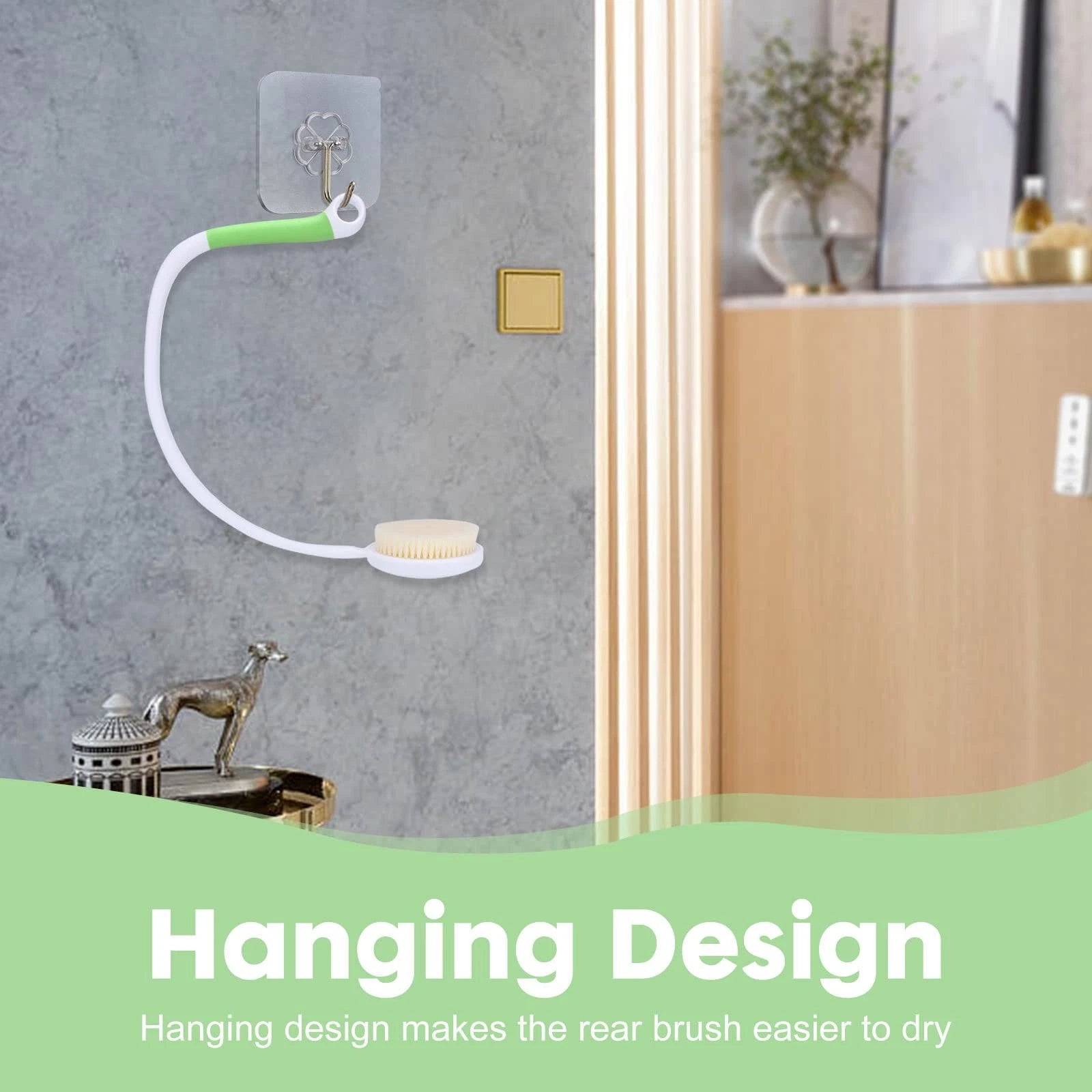 27.5” Back Bath Brush with Long Curved Long Handle,Shower Brush with U-Shaped...
