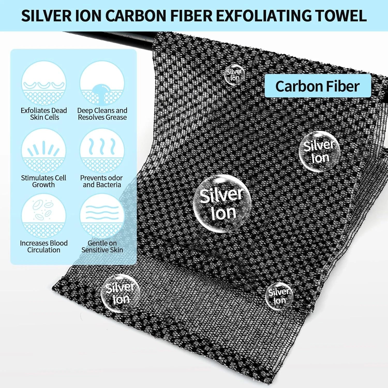Exfoliating Washcloth Shower Towels, Premium Japanese Exfoliating Body Scrubber,