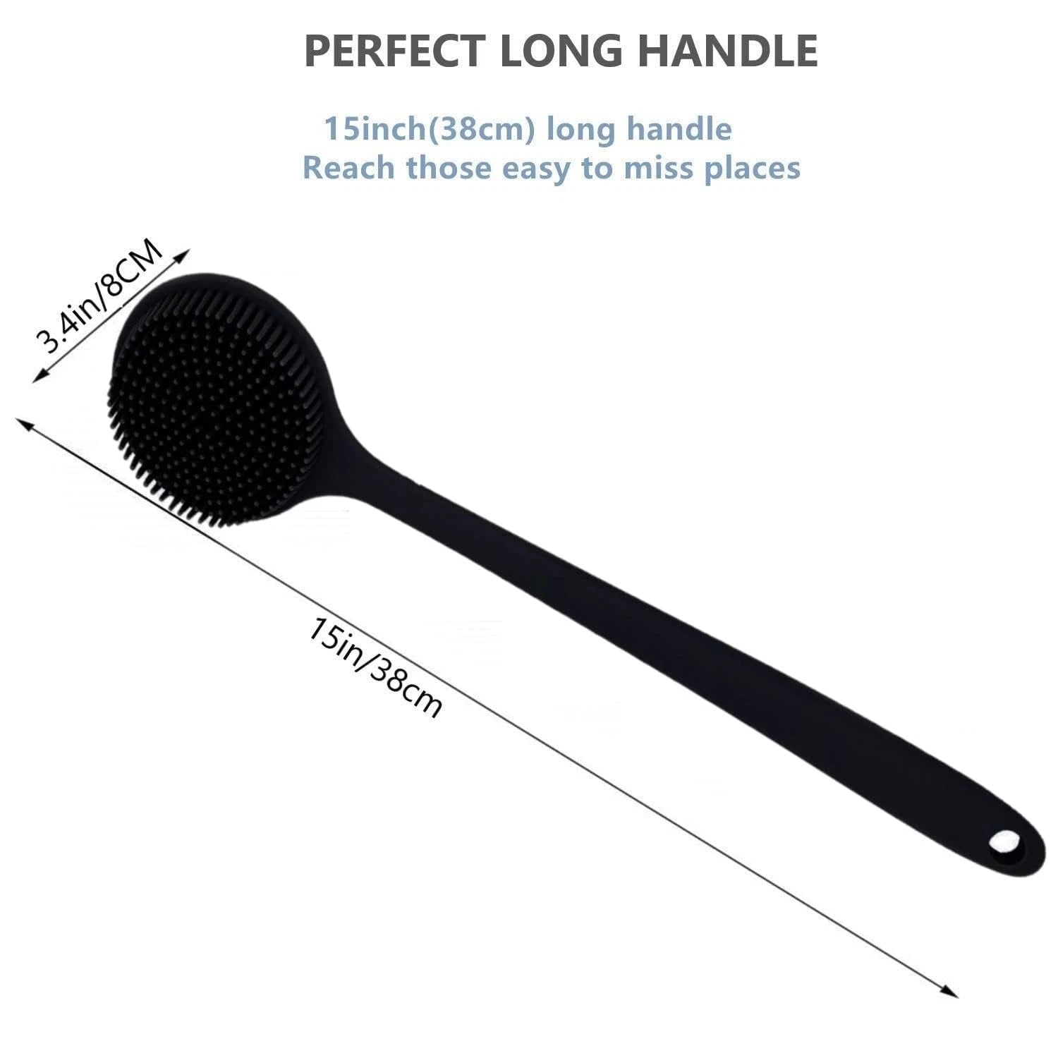 Cinlitek Silicone Body Scrubber, Long Handle Back Scrubber For Shower,