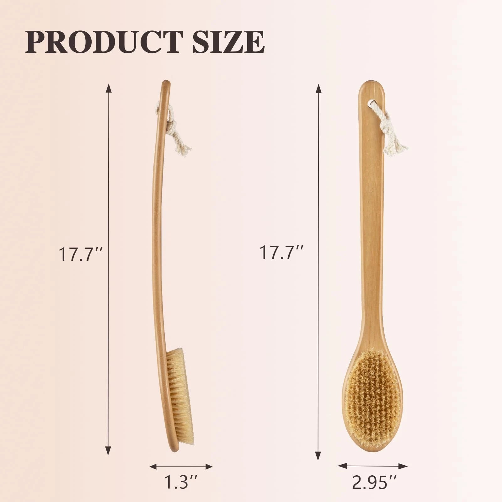 Bamboo Long Handle Back Scrubber BrushDry Body Scrubber for Dry Skin Blood Ci...