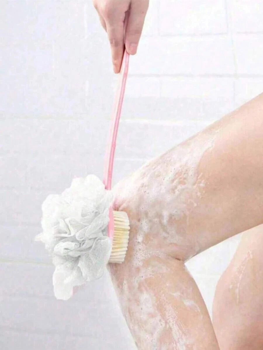 2 in 1 Handle Shower Bath Body Brush With Soft Bristles Back Massage Scrubber UK